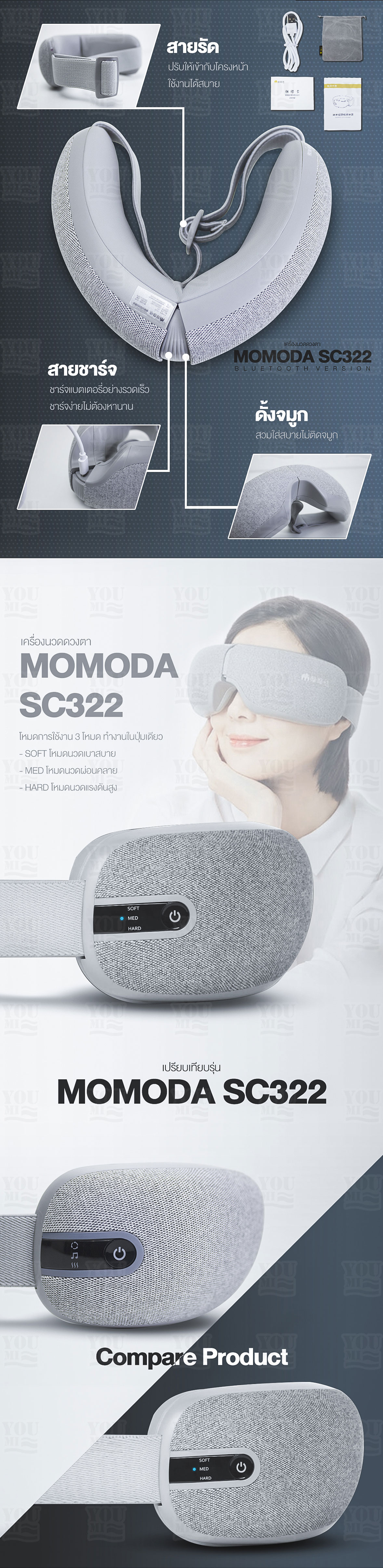 มุมมองเพิ่มเติมของสินค้า Momoda Eye Electric Massager เครื่องนวด เครื่องนวดตา ผ่อนคลายกล้ามเนื้อบริเวณตาด้วยระบบการสั่น และประคบร้อน ที่นวด