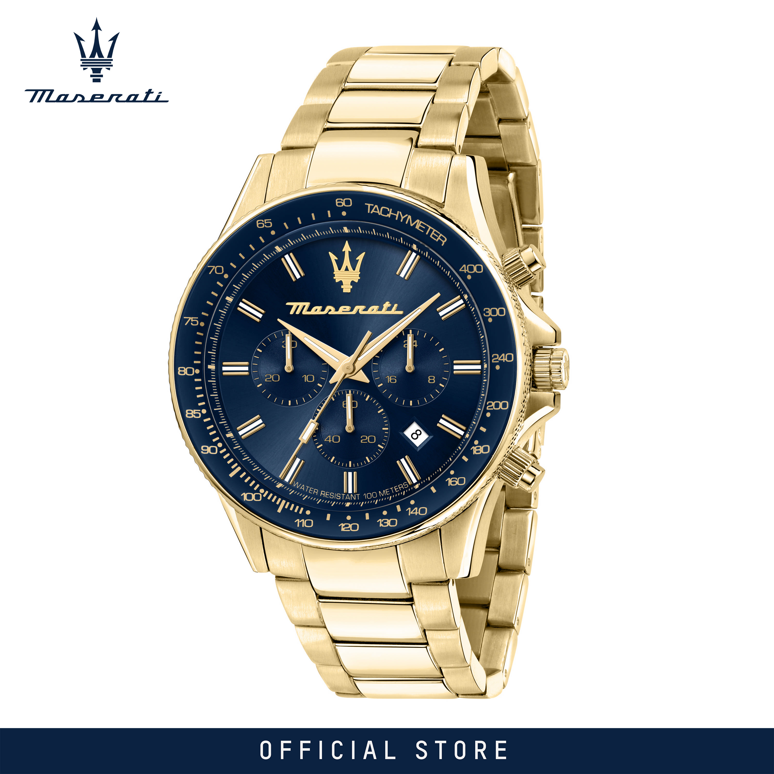 【2 Years Warranty】 Maserati Sfida 44mm Blue Sunray Dial Chronograph Men's Quartz นาฬิกาข้อมือ R8873640008 With Luminous Dial Hands ราคา 9,217 บาท*ส่งฟรี