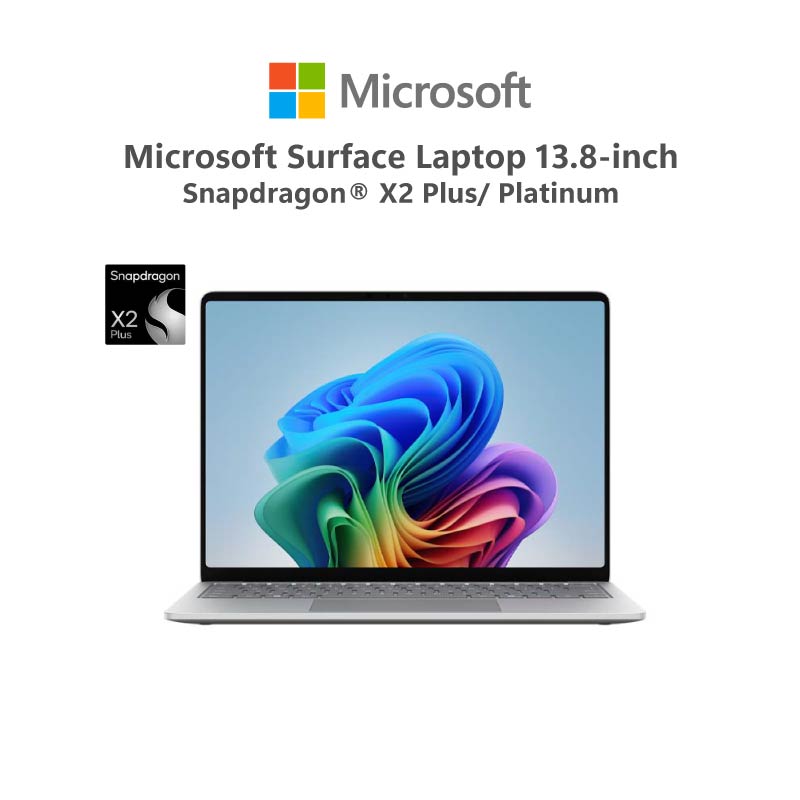 โน้ตบุ๊ก แล็ปท็อป Microsoft Surface 13.8 นิ้ว/Snapdragon X2 Plus/16Gb/512Gb/Platinum/Windows 11 Home ราคา 79,900 บาท*ส่งฟรี