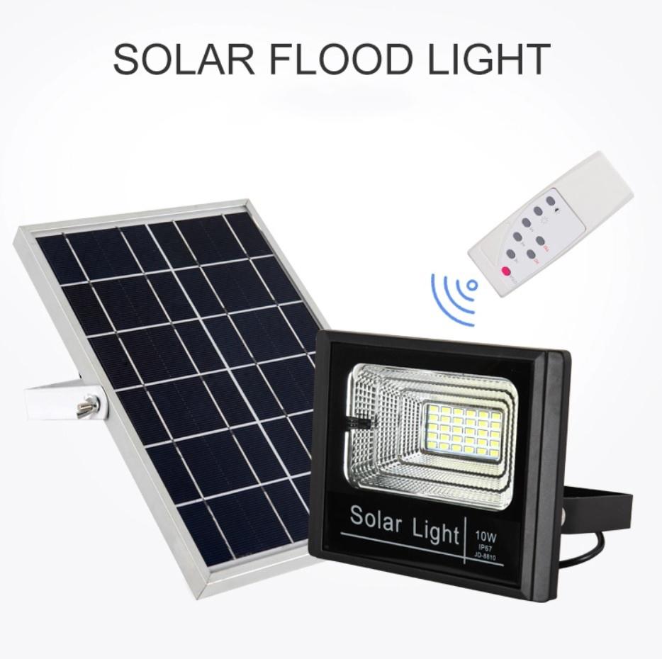 Panda's home  Solar Light 10W สปอร์ตไลท์  แท้จาก JD แสงขาว Floodlight ฟลัดไลท์ Spot Light Solar cell 10 วัตต์ โคมเพชร โคมไฟสวน โคมไฟถนน โคมไฟโรงรถ โคมไฟพลังงานแสงอาทิตย์ แผงโซล่าร์ รีโมท รุ่นใหม่