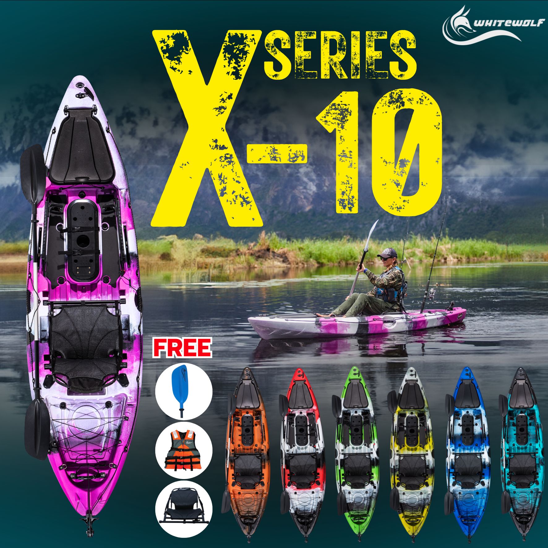 เรือคายัคตกปลา X-SERIES รุ่น X10 เรือตกปลา เรือคายัค รุ่นมีหางเสือ ราคา 23,575 บาท*ส่งฟรี