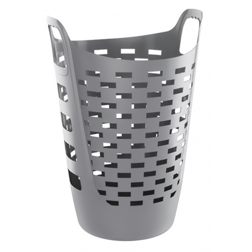 Aomshop-SAKU ตะกร้าผ้าพลาสติกมีหู 60ลิตร ขนาด 47x42x64.5ซม. รุ่น TG51995 สีเทา ราคา 259 บาท*ส่งฟรี