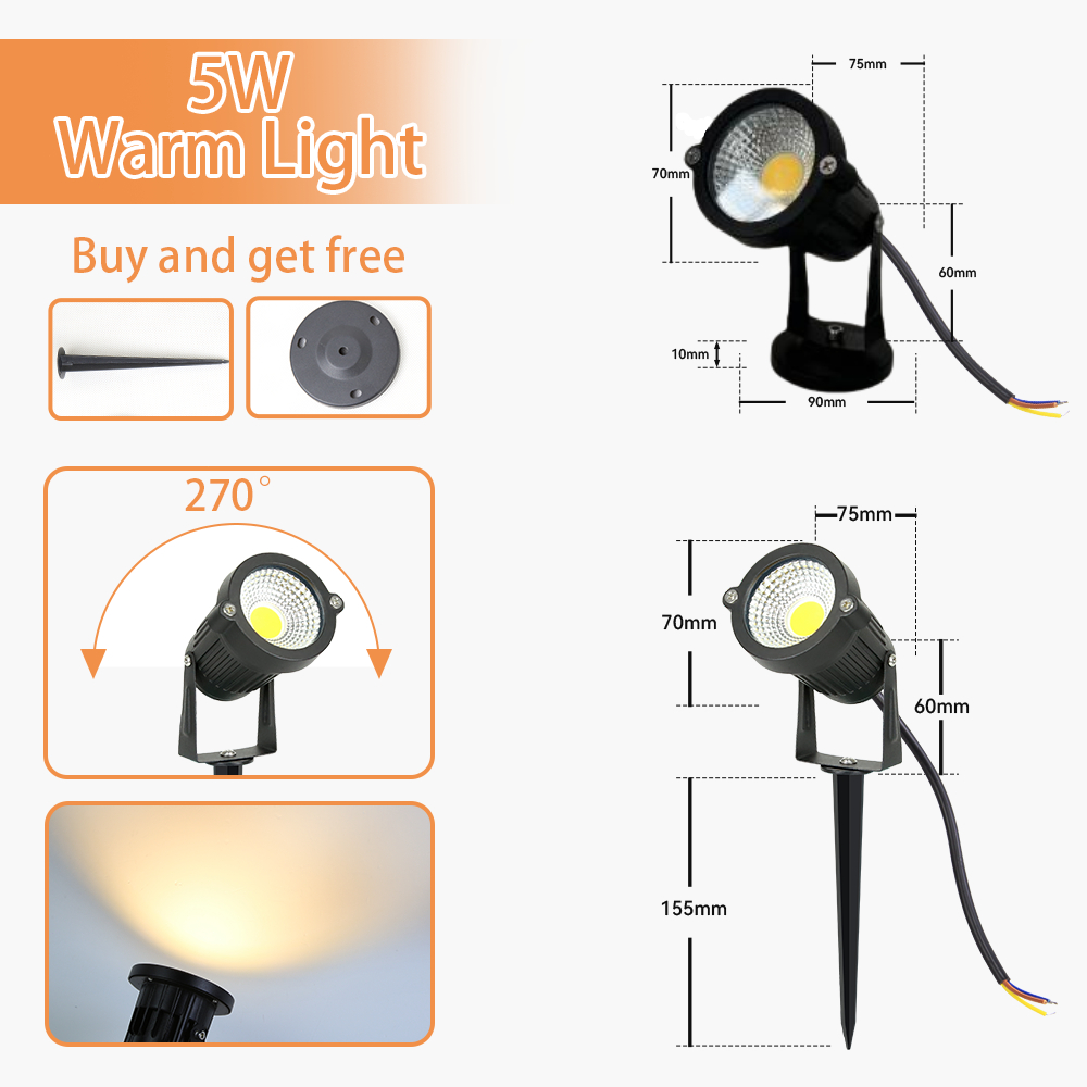 LED ไฟสไปค์ โคมไฟสนามหญ้าสวนกลางแจ้งภูมิทัศน์หลอด COB โคมไฟสปอตไลท์ LED กันน้ํา สนามหญ้า กลางแจ้ง ไฟส่องต้นไม้ ส่องสวนหย่อม คริสต์มาส ส่องสนามหญ้า