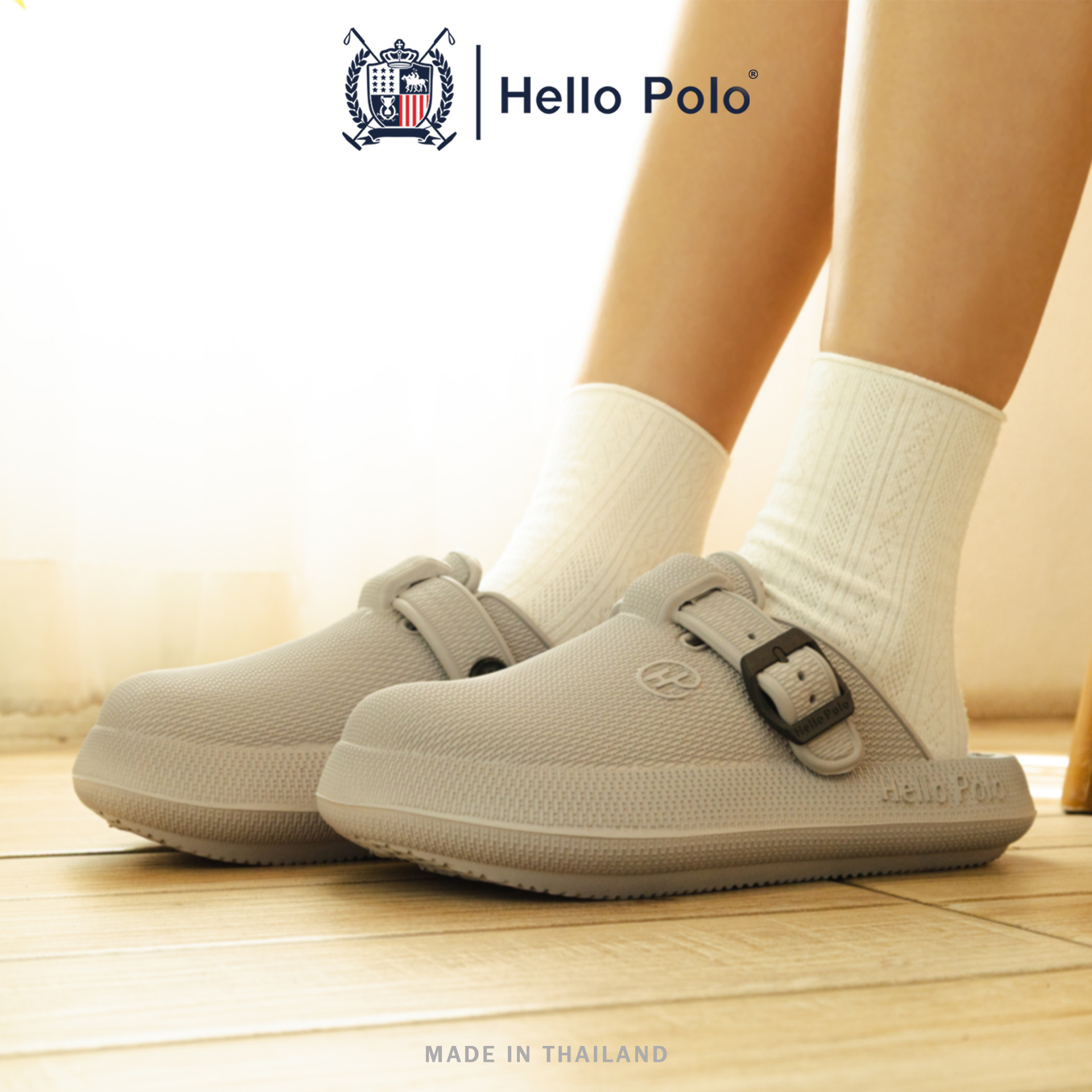 Hello Polo Women's Fashion Shoes Casual Sandals Slip-Resistant and Durable, Soft, Light and Comfortable, Very Soft Soles, Eva Material, Comfortable in All Seasons Hp8047 ราคา 159 บาท*ส่งฟรี