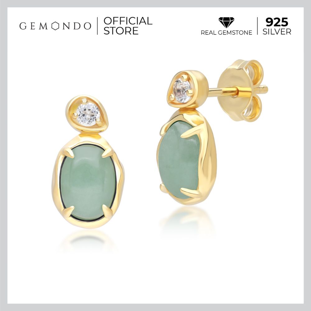 Gemondo Ireggular Sterling Silver 925 Green Jade& Topaz Drop Earrings ราคา 2,635 บาท*ส่งฟรี