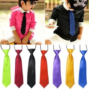 สินค้า เนคไท เน็คไท สำหรับเด็ก School Boys Kids Children Baby Wedding Banquet Solid Colour Elastic Tie Necktie