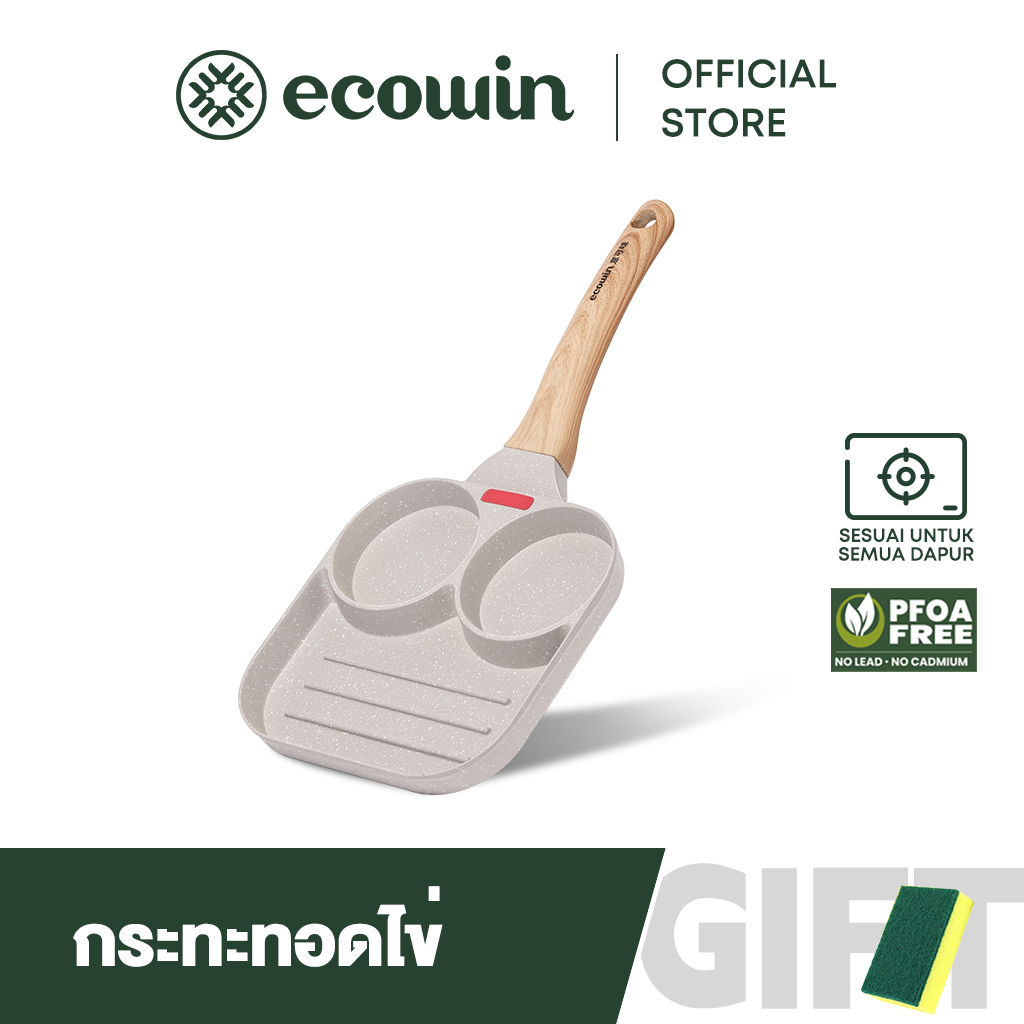 Ecowin กระทะสี่หลุม กระทะทอดไข่ดาว 4 หลุม ทอดง่าย ไม่ติดกระทะ ทอดไส้เบอร์เกอร์ให้มีทรงสวย ทำเมนูได้หลากหลาย Egg frying pan ราคา 334 บาท*ส่งฟรี