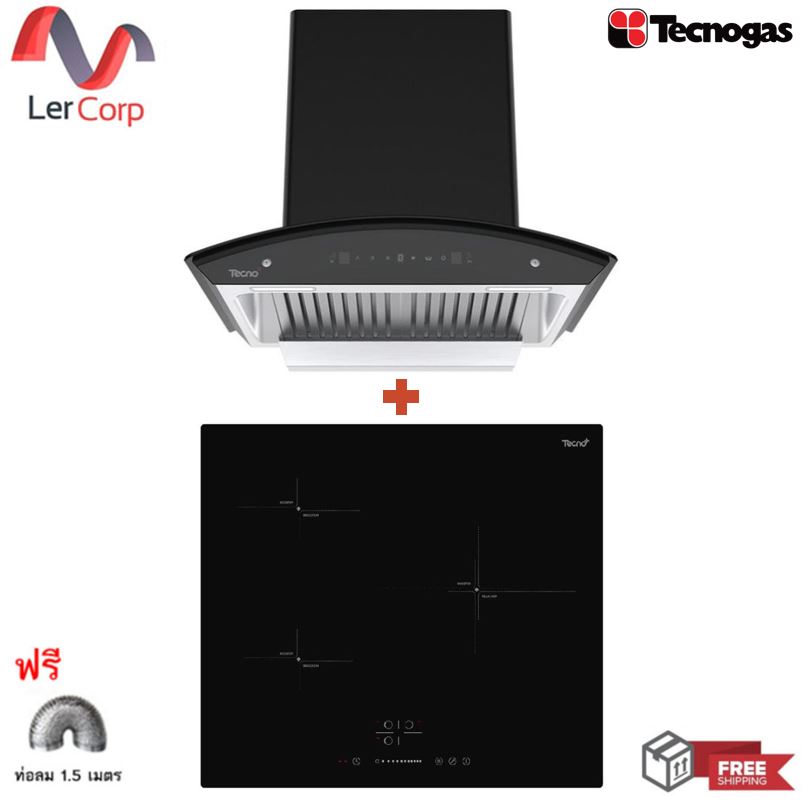 (Tecno) เครื่องดูดควันแบบกระโจม 60 ซม. TNS HD 60 MA/B + เตาแม่เหล็กไฟฟ้า 3 หัว แบบฝัง TNP IDH 3060 DG BOOSTER ฟรีท่อลม 1.5 ม. ราคา 22,900 บาท*ส่งฟรี