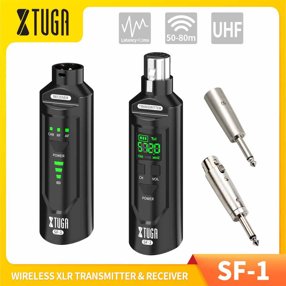 XTUGA SF-1 UHF Microphone Wireless XLR Transmitter and Receiver, Rechargeable Wireless Guitar Transmitter Receiver System, for Dynamic/Condenser Mic, Audio Mixer, Musical Instruments ราคา 1,099 บาท*ส่งฟรี