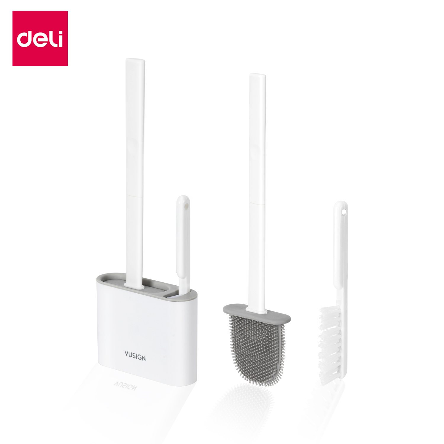 Deli แปรงล้างห้องน้ำพร้อมที่เก็บ ชุดแปรงขัดส้วม ที่ขัดห้องน้ำ ที่ขัดโถส้วม ที่ขัดส้วม หัวแปรง TPR ไม่เจาะผนัง ถอดแยกชิ้นได้ ขัดได้ทุกมุม Toilet Brush ราคา 59 บาท*ส่งฟรี