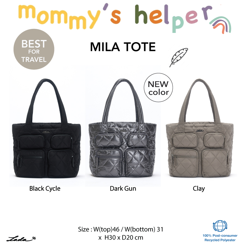 New Lada for Mom, Tote Bag Model Mila Tote Cycle Series, Large Size, Lots of Compartments, Can Be Used with a Wheeled Bag, Soft Recycle Fabric, Holds Its Shape. ราคา 3,390 บาท*ส่งฟรี