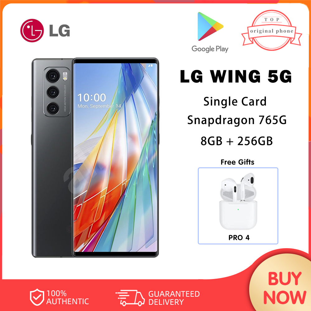 LG WING 5G LM-F100TM CellPhone Unlocked Flip Dual Screen Mobile Phone 6.8'' 8GB+256GB Snapdragon 765 Android NFC SmartPhone ราคา 11,929 บาท*ส่งฟรี