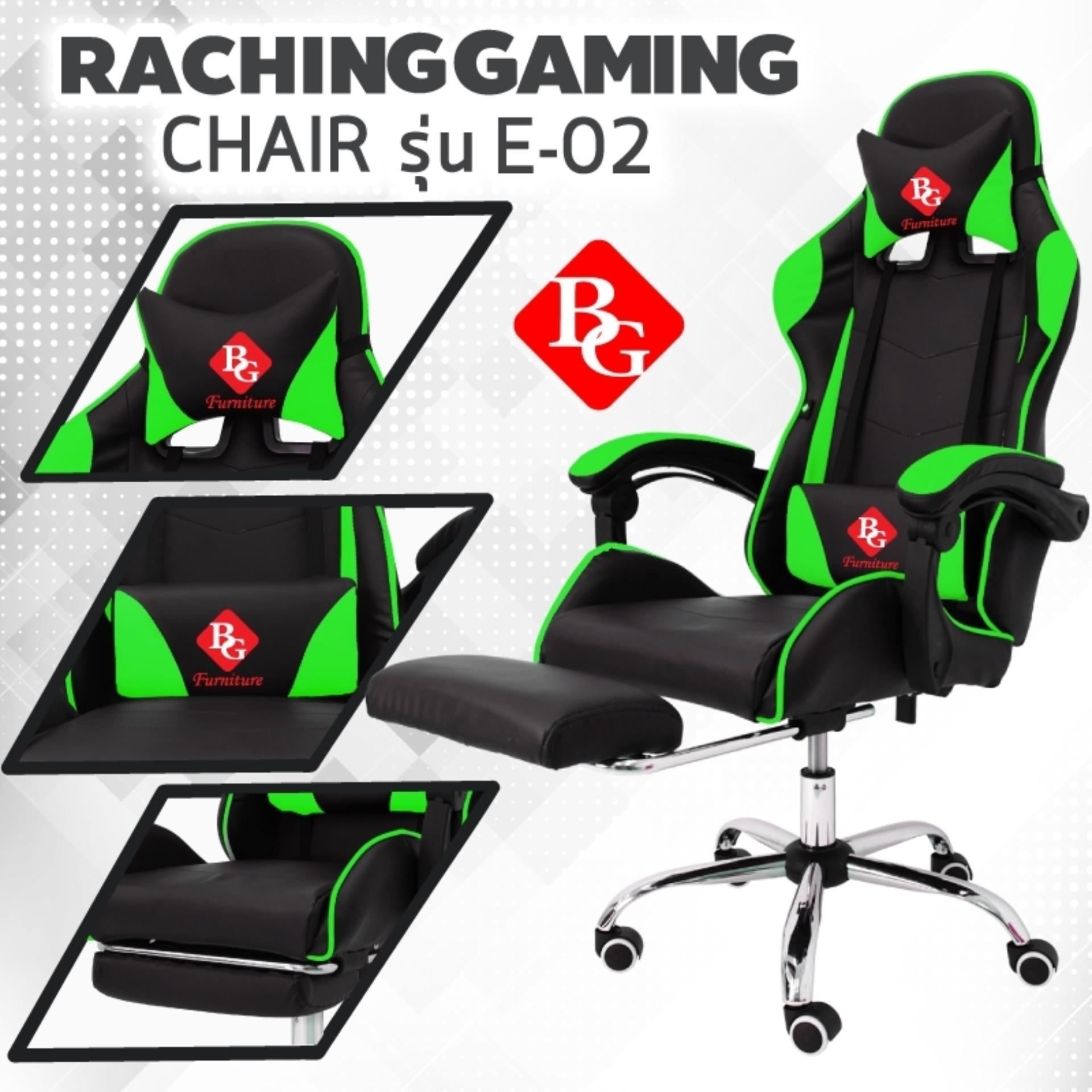 ยี่ห้อนี้ดีไหม  BG Furniture Racing Gaming Chair เก้าอี้เล่นเกม เก้าอี้เกมมิ่ง รุ่น E-02 (Green)