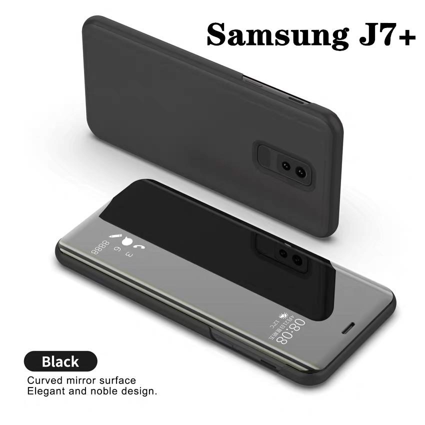 Case Samsung Galaxy J7+ J7Plus เคสซัมซุง เจ7พลัส เคสฝาเปิดปิดเงา สมาร์ทเคส เคสตั้งได้ Smart Case เคสโทรศัพท์ J7plus เคสกระเป๋า เคสเปิดปิดเงา