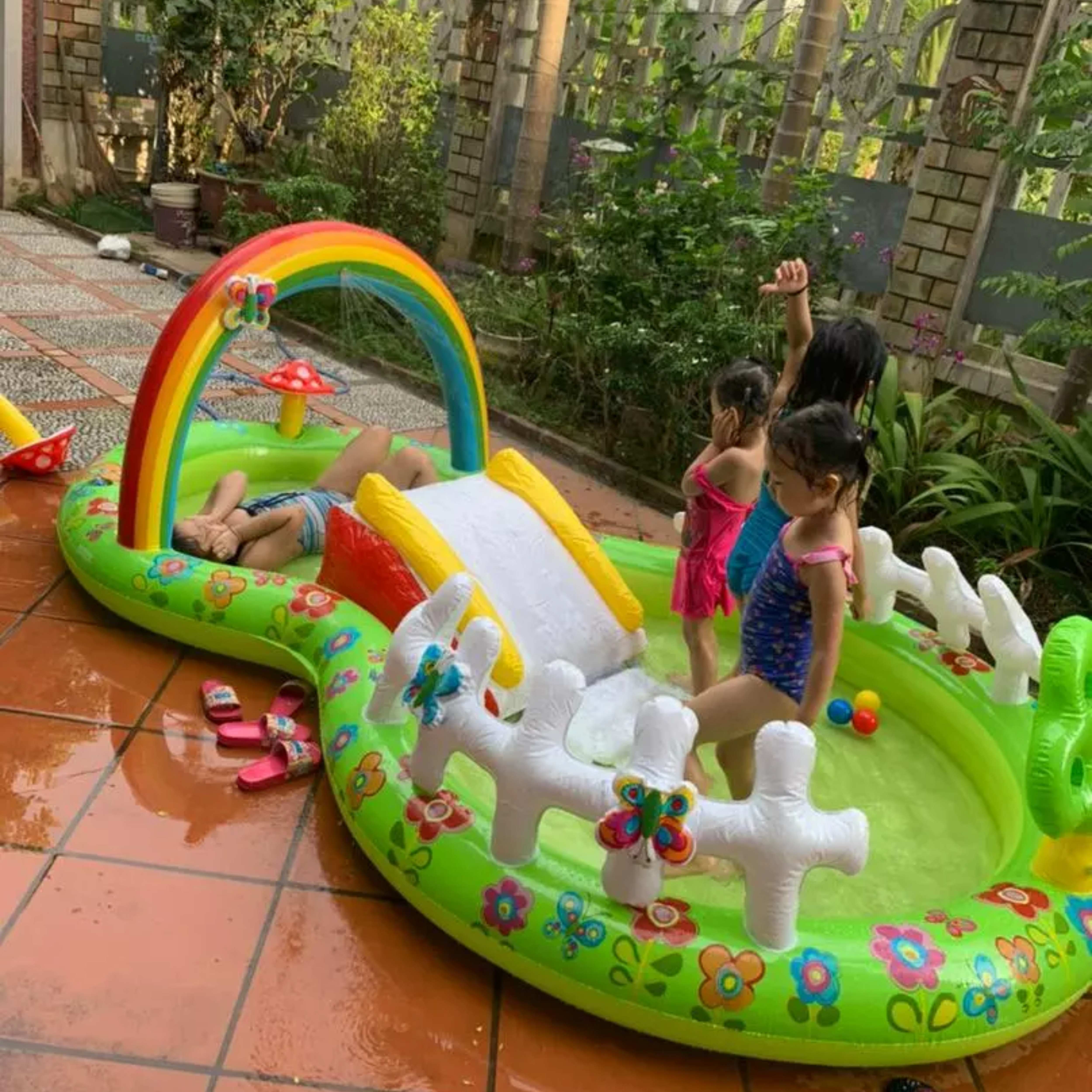 สวนน้ำเด็ก ของแท้ ของเล่นเด็กสนามเด็กเล่น Inflatable สระว่ายน้ำเด็กสไลด์เดอร์