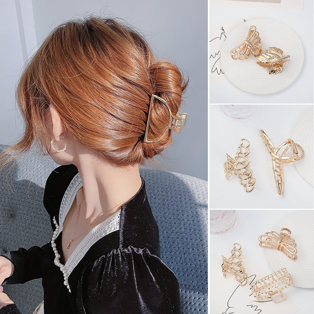 SIKONG Korean Jewelry Hairgrip Hair Accessories Metal Hair Claws Barrettes Crab Hair Clip Hollow Out Headwear