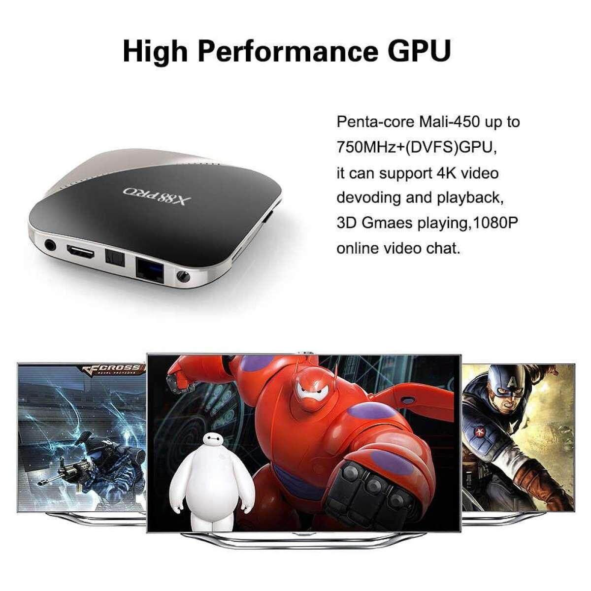 ยี่ห้อไหนดี  เชียงใหม่ X88 Pro RAM4GB+ROM32GB Android 9.0 TV Box Rockchip RK3318 4 Core 2.4G&5G Wifi 4K HDR Set Top Box USB 3.0 Support 3D Movie
