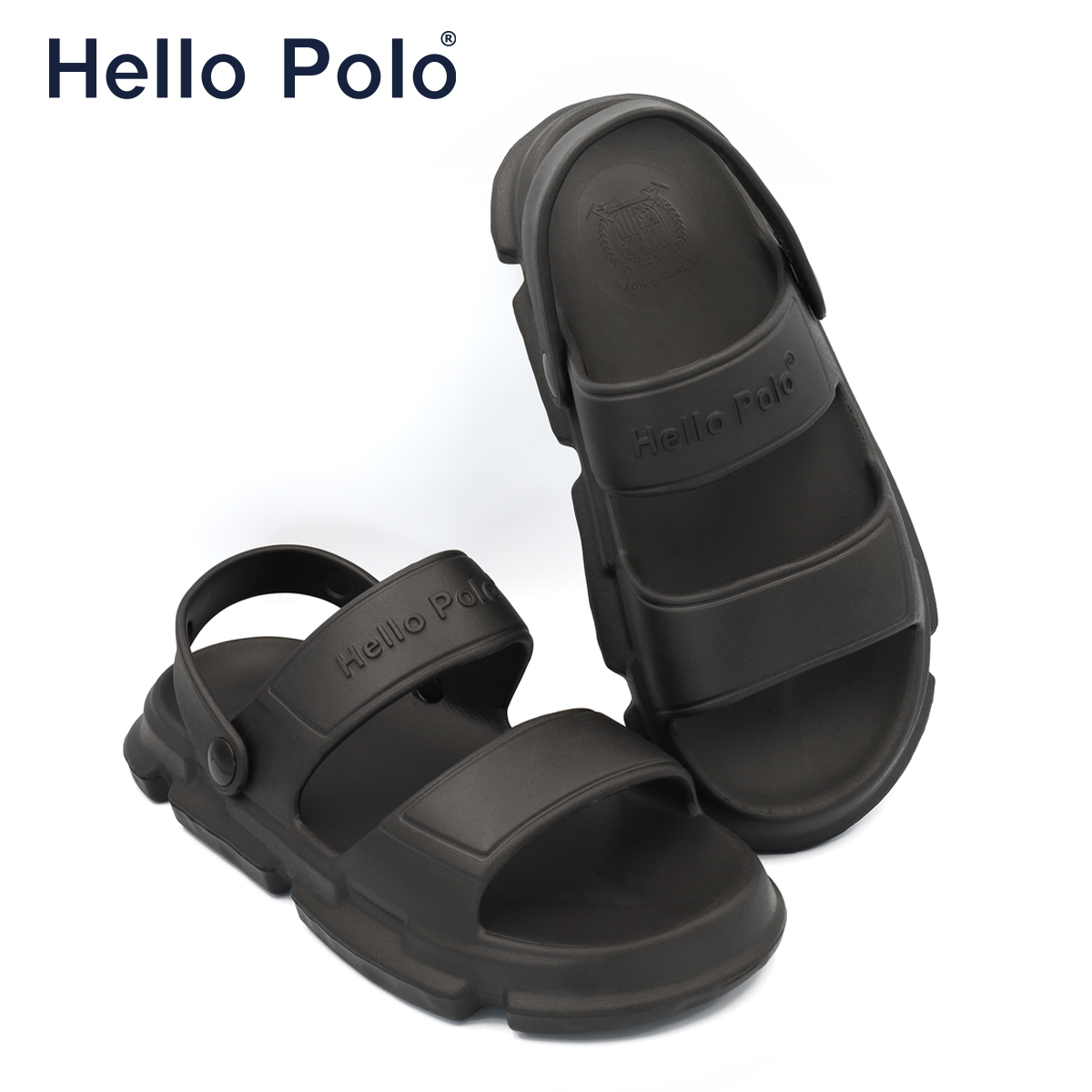 Hello Polo slippers beach sandals thick non-slip soft bottom ultra-light outdoor slippers men's beach shoes hp8012m ราคา 189 บาท*ส่งฟรี