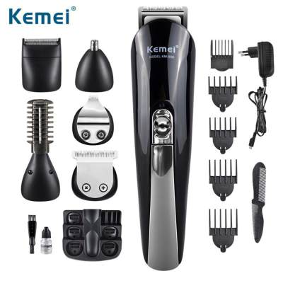 newstlye mall Kemei SUPER GROOMING KIT 11in1 รุ่น KM-600 ชุดเครื่องจัดแต่งทรงผม ปัตตาเลี่ยน ชาร์ตไฟได้ เครื่องโกนหนวด ตัดขนจมูก ตัดผมสั้น ที่ตัดผมไฟฟ้า เครื่องตัดผม ตัดขน บัตตาเลี่ยน โกนผม โกนขน แบบไร้สาย ตัดผมเด็ก ชุดบัดตาเลียน ใบมีดโลหะชนิดพิเศษ