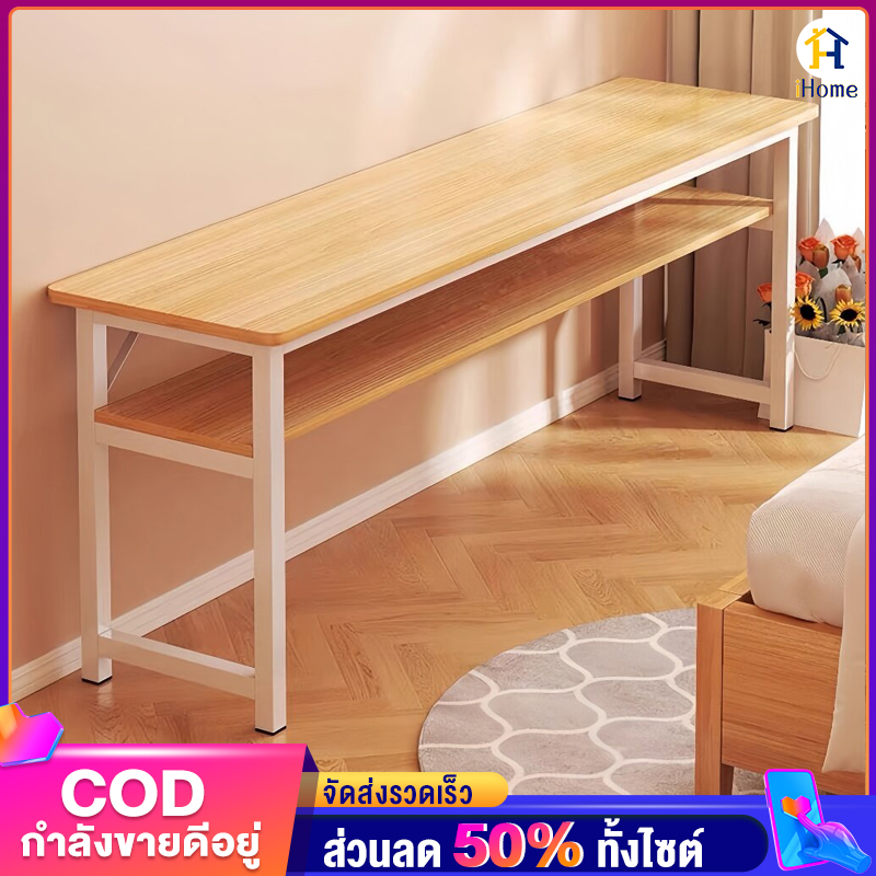 โต๊ะทํางาน 2 ชั้น มีลิ้นชัก160/140/120CM ห้องนอน สีขาว โต๊ะทำงานไม้ ขาเหล็กเกรดพรีเมียม ติดตั้งง่า สไตล์ยุโรป DESK ราคา 729 บาท*ส่งฟรี