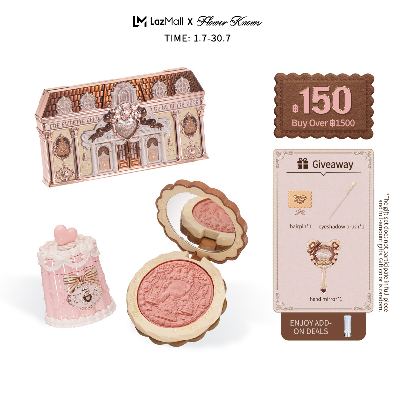 [New]Flower Knows the Sweetie Bear Collection Makeup Gift Set Includes Eyeshadow+Blush+Lipstick Cosmetic Set for Everyday Makeup/9Th Anniversary Limited Gift Box Includes Mirror+Blush+Lipstick ราคา 2,169 บาท*ส่งฟรี