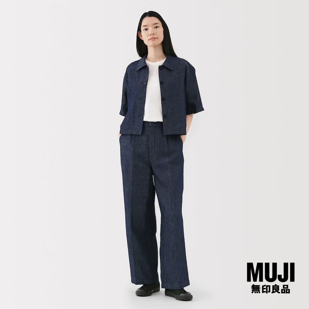 มูจิ กางเกงผ้าลินินผสมขายาว ผู้หญิง - MUJI Linen Blend Twill Darted Pants ราคา 1,290 บาท*ส่งฟรี