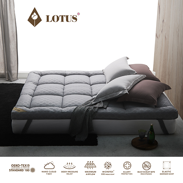 LOTUS ที่นอนนาโน คลาวด์ไฟเบอร์ รุ่น Ayame Cloud-Light Gray หนา 4 นิ้ว ส่งฟรี ราคา 1,660 บาท*ส่งฟรี