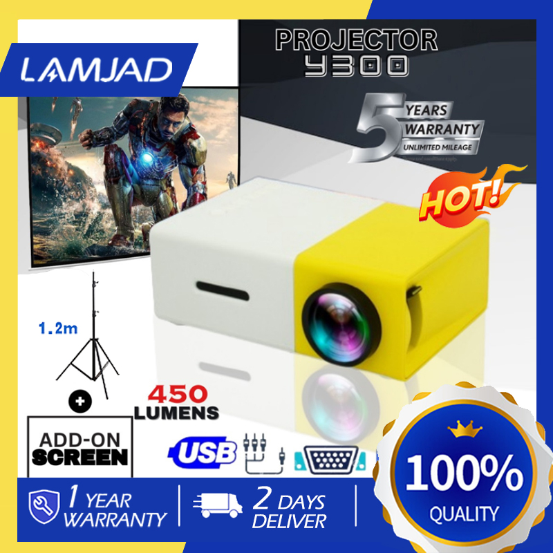 YG300 โปรเจคเตอร์ Newest Mini LED Projector Home Theater Beamer โปรเจคเตอร์ Y300 โปรเจคเตอร์พกพาขนาดเล็ก HD 1080P LED โทรศัพท์แล็ปท็อป Android HDMI USB โปรเจคเตอร์ขนาดเล็ก ราคา 679 บาท*ส่งฟรี