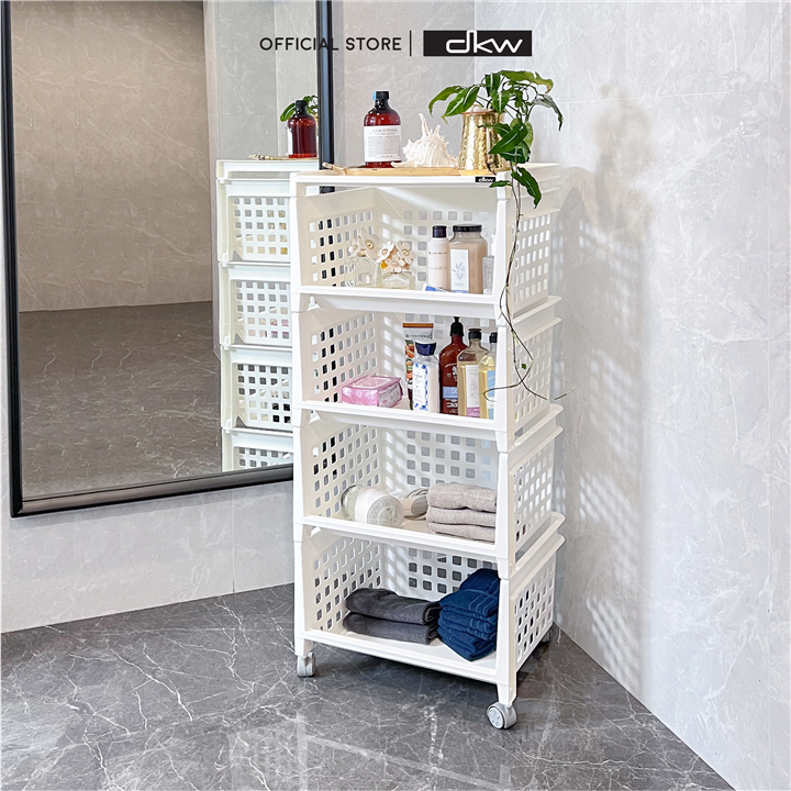 [10.10ลดแรง!] DKW HH-1070/4W ชั้นวางของอเนกประสงค์ 4 ชั้น (มี 2 สี) มีล้อ (Knock down) ราคา 619 บาท*ส่งฟรี