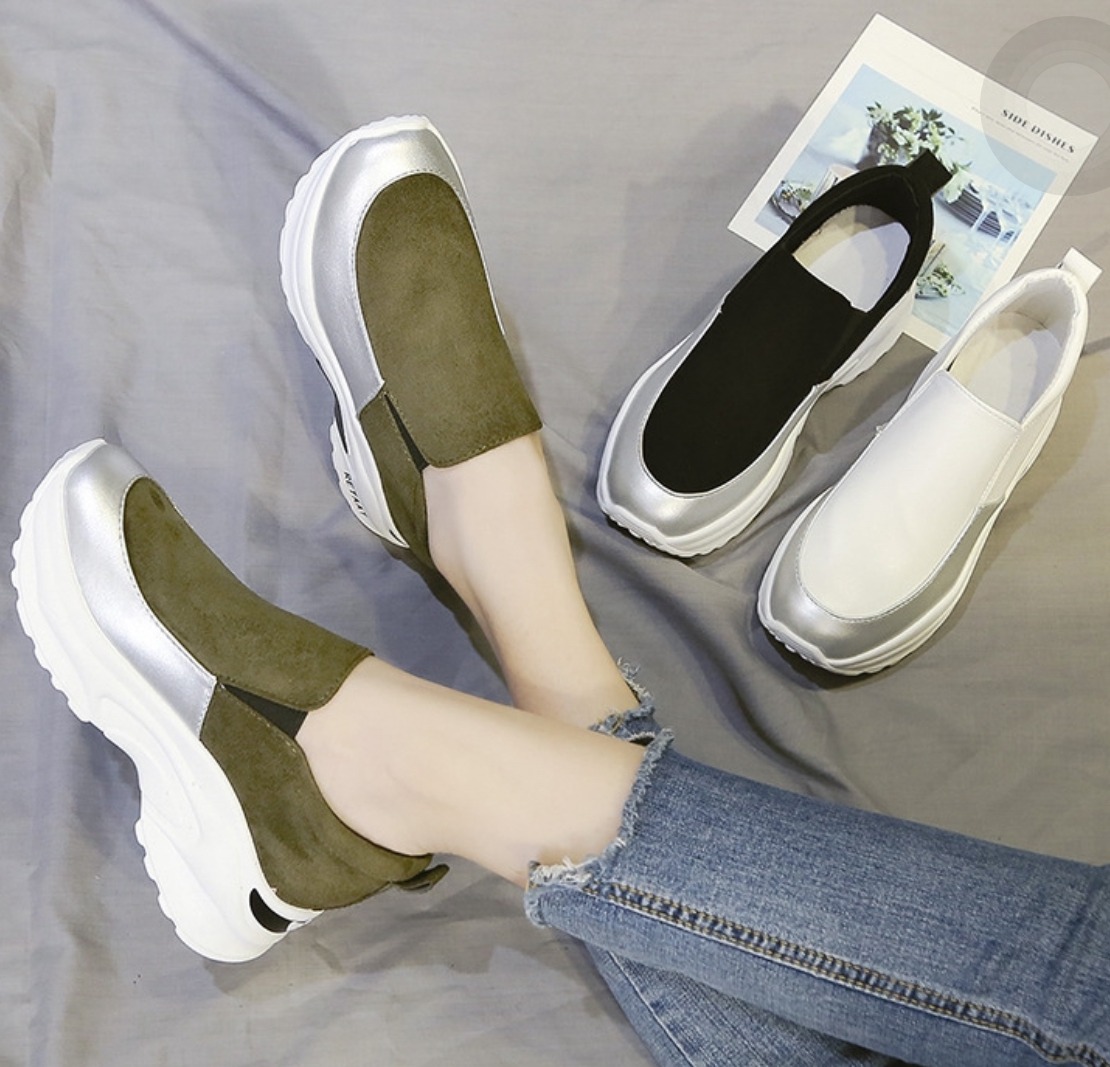 Gadine New รองเท้าผ้าใบผู้หญิง สไตล์เกาหลี สุดฮิต เสริมส้นน้ำหนักเบาสวมใสง่ายสบาย No.A500