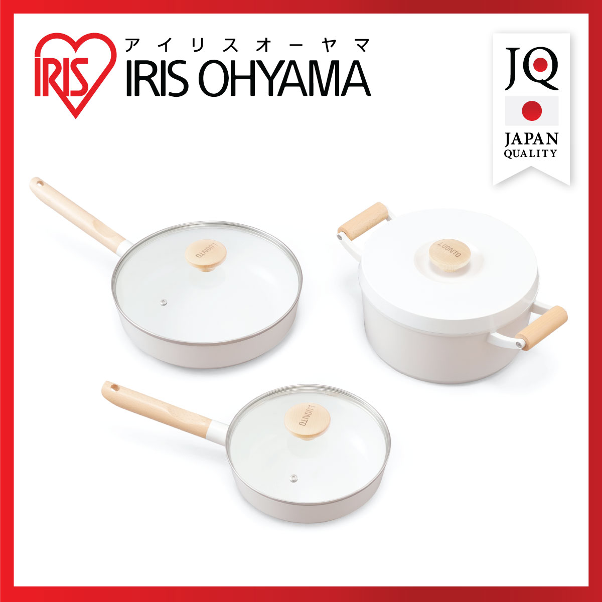 Special Collection!! LUONTO set ชุดหม้อ พร้อมฝา + กระทะ 6 ชิ้น ไอริส โอยามะ IRIS OHYAMA รุ่น LUO-SE6G สีเทา ราคา 2,718 บาท*ส่งฟรี