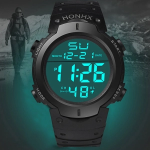 ภาพหน้าปกสินค้า[R006] HONHX นาฬิกาข้อมือผู้ชาย นาฬิกาดิจิตอลสำหรับผู้ชาย นาฬิกาจับเวลาดิจิตอลนาฬิกาจับเวลา 50mm สีดำสีฟ้าสีขาว ซึ่งคุณอาจชอบสินค้านี้