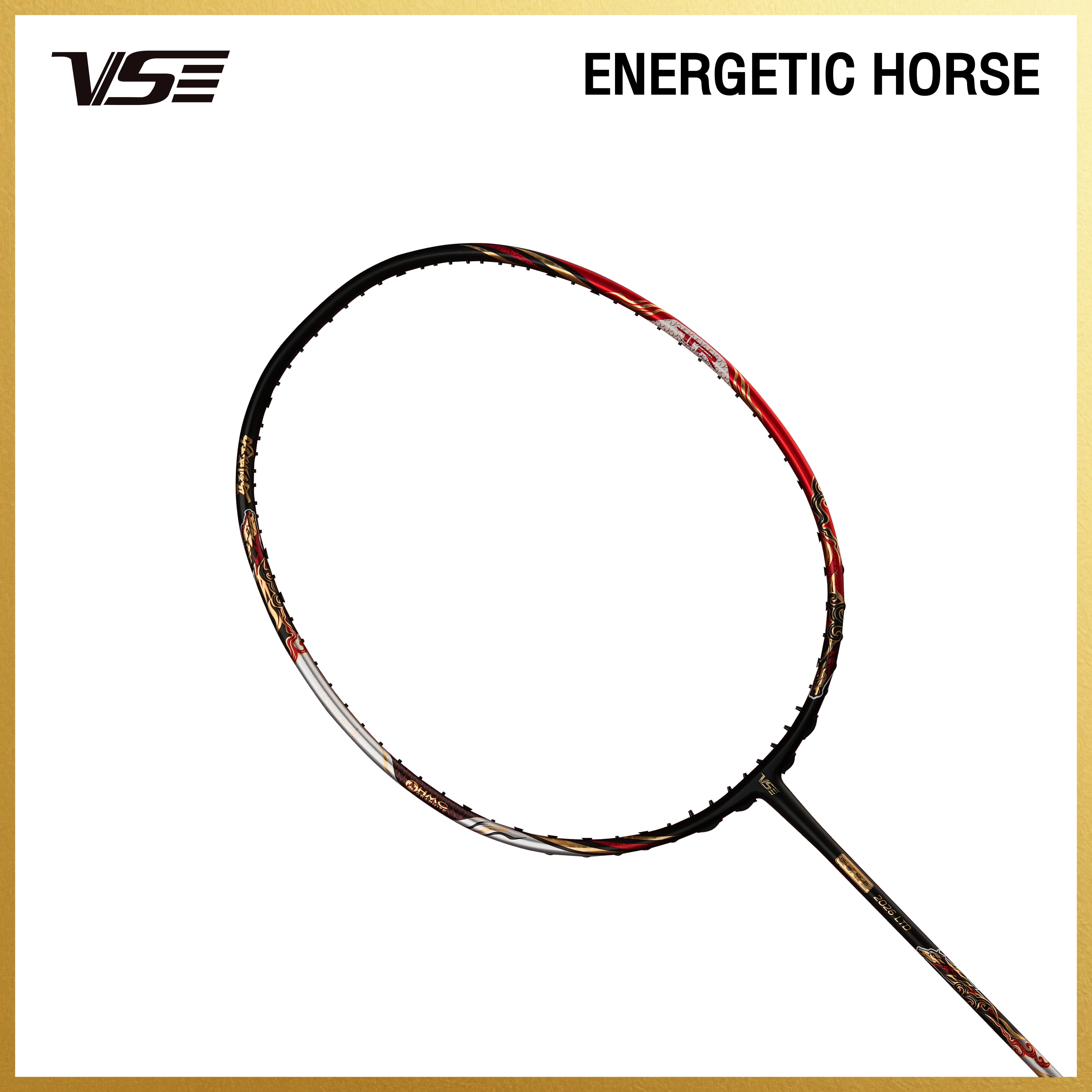 Vs Badminton Racket, Energetic Horse Boxset Model, Includes Assorted Color Grips + Strings + Case. ราคา 3,260 บาท*ส่งฟรี