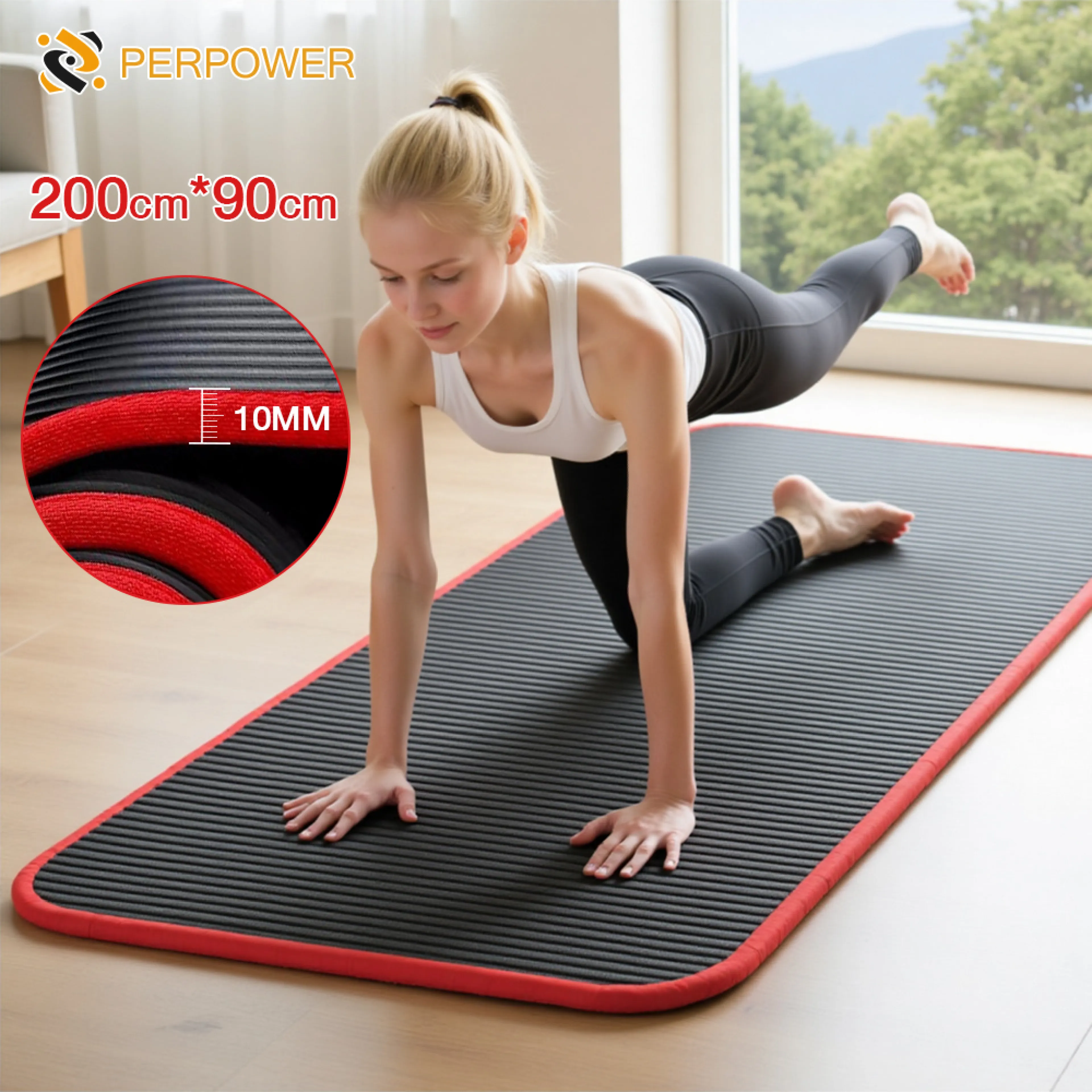 PERPOWER เสื่อโยคะ 200x90 ซม หนา 10 มม