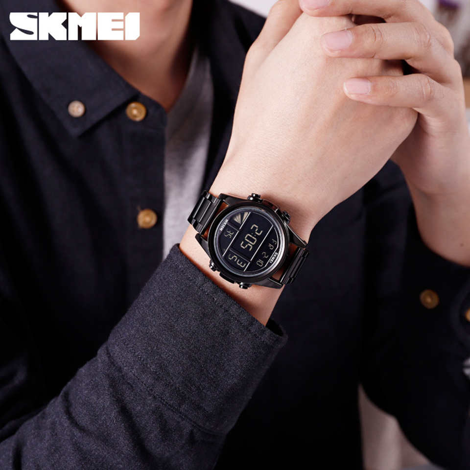 รูปภาพเพิ่มเติมของ ถูกที่สุด SOEI SHOP ส่งจากไทย!! นาฬิกาข้อมือผู้ชาย นาฬิกาสายเหล็ก นาฬิกาทางการ แบรนด์ SKMEI 1448 กันน้ำลึก 30 เมตร ของแท้ 100%