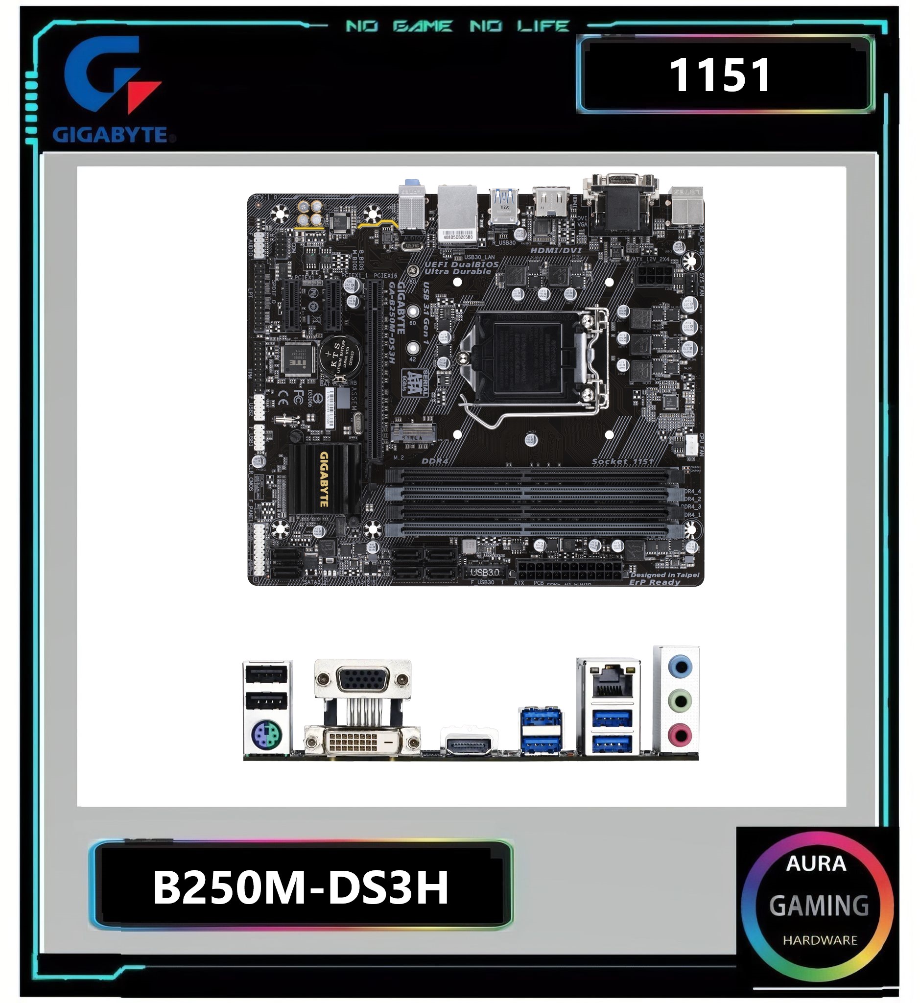 Gigabyte GA-B250M-DS3H lga1151 Gen 6-7 DDR4 ราคา 2,590 บาท*ส่งฟรี