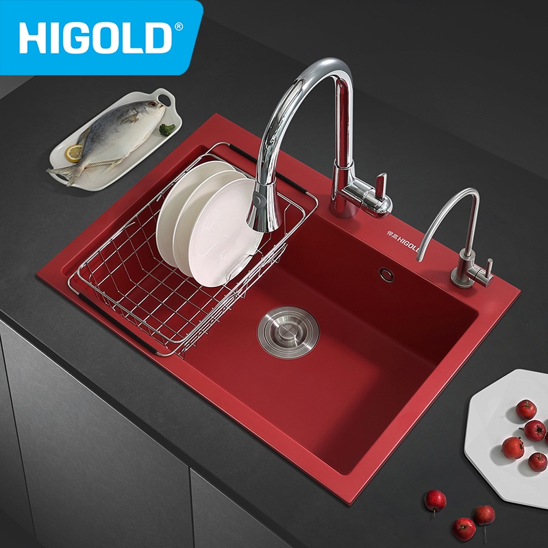 HIGOLD Sink Colourful Kitchen Sink Quartz Materials Multiple Options Kitchen Sink Essential ราคา 6,629 บาท*ส่งฟรี