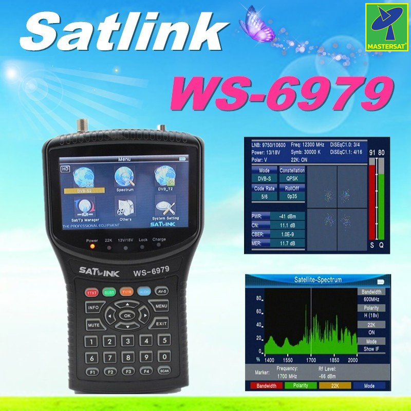 ชิ้นส่วนและอะไหล่อิเล็กทรอนิกส์ Mastersat Satlink (S2+T2) Combo Satfinder เครื่องวัดสัญญาณดาวเทียม+ทีวีดิจิตอล ระดับช่างมืออาชีพ WS-6979
