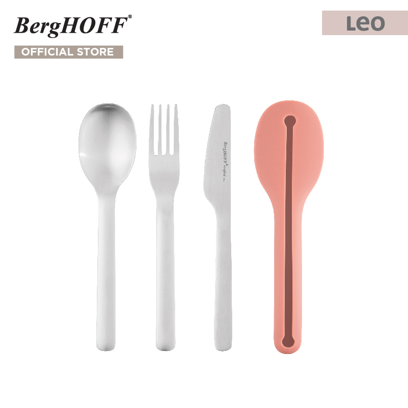 BergHOFF ชุดช้อนส้อมมีดแบบพกพาสแตนเลสสตีล รุ่น Leo พกพาสะดวก 19 x 5 x 2.5 ซม. สีชมพู 3950130 ราคา 395 บาท*ส่งฟรี