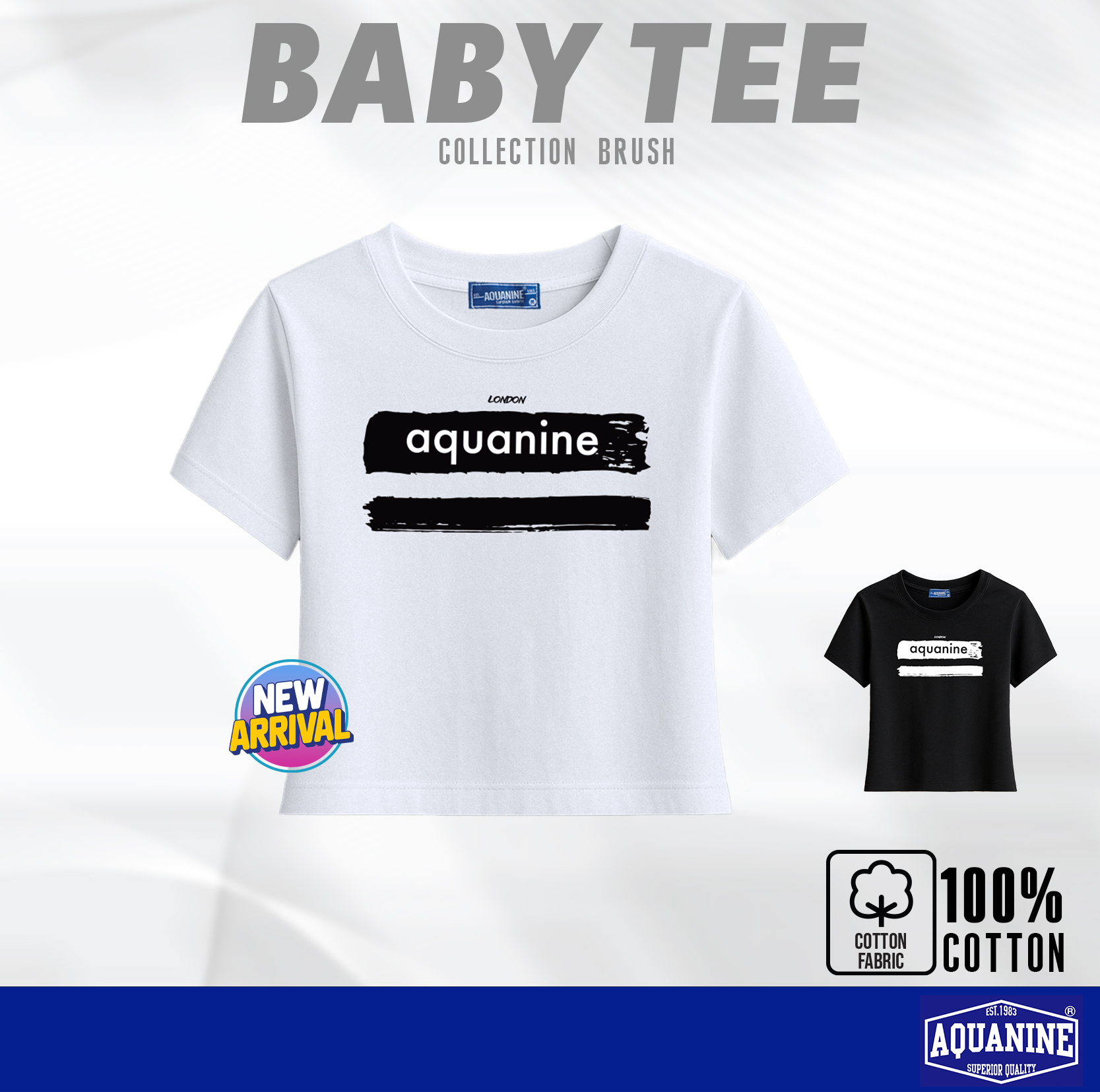 AQUANINE เสื้อ BABY TEE เสื้อยืดผู้หญิง เบบี้ที รุ่น Brush เสื้อยืดคอกลม มินิมอล ลิขสิทธิ์แท้ ราคา 194 บาท*ส่งฟรี