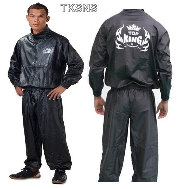 Top King Sauna Sweat Suit TKSNS Black weight cuts before fights ( S,M,L,XL,XXL)  ชุดลดน้ำหนัก ทอปคิงส์ ซาวน่า  สีดำ ทำจากไวนิล ของเเท้จากโรงงาน