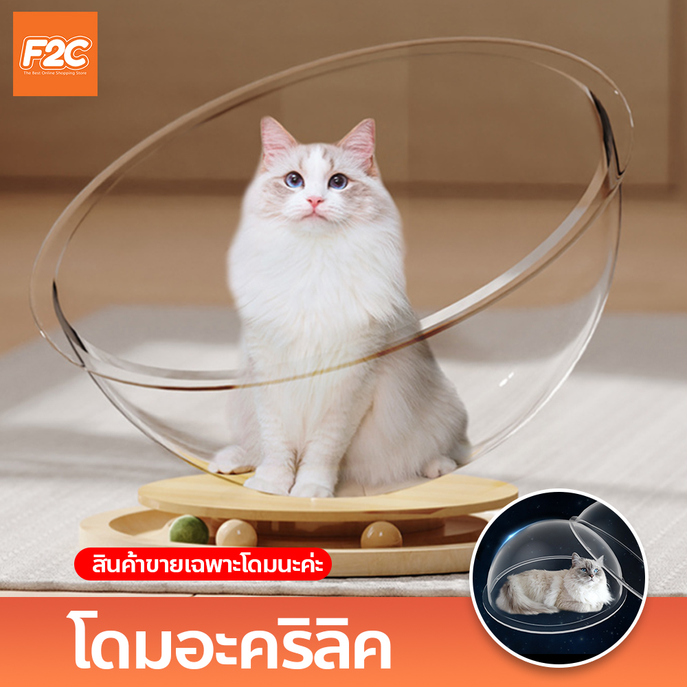 โดมอะคริลิคแมว โปร่งใส ที่นอนสัตว์เลี้ยง หลุมอวกาศแมว แบบใส