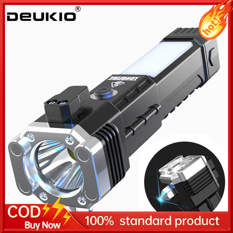 DEUKIO flashlight emergency light force hammer tempered solar portable rescue model disaster protection brake gauge anodized terminal window escape hammer, multi Purpose for Automotive ราคา 151 บาท*ส่งฟรี