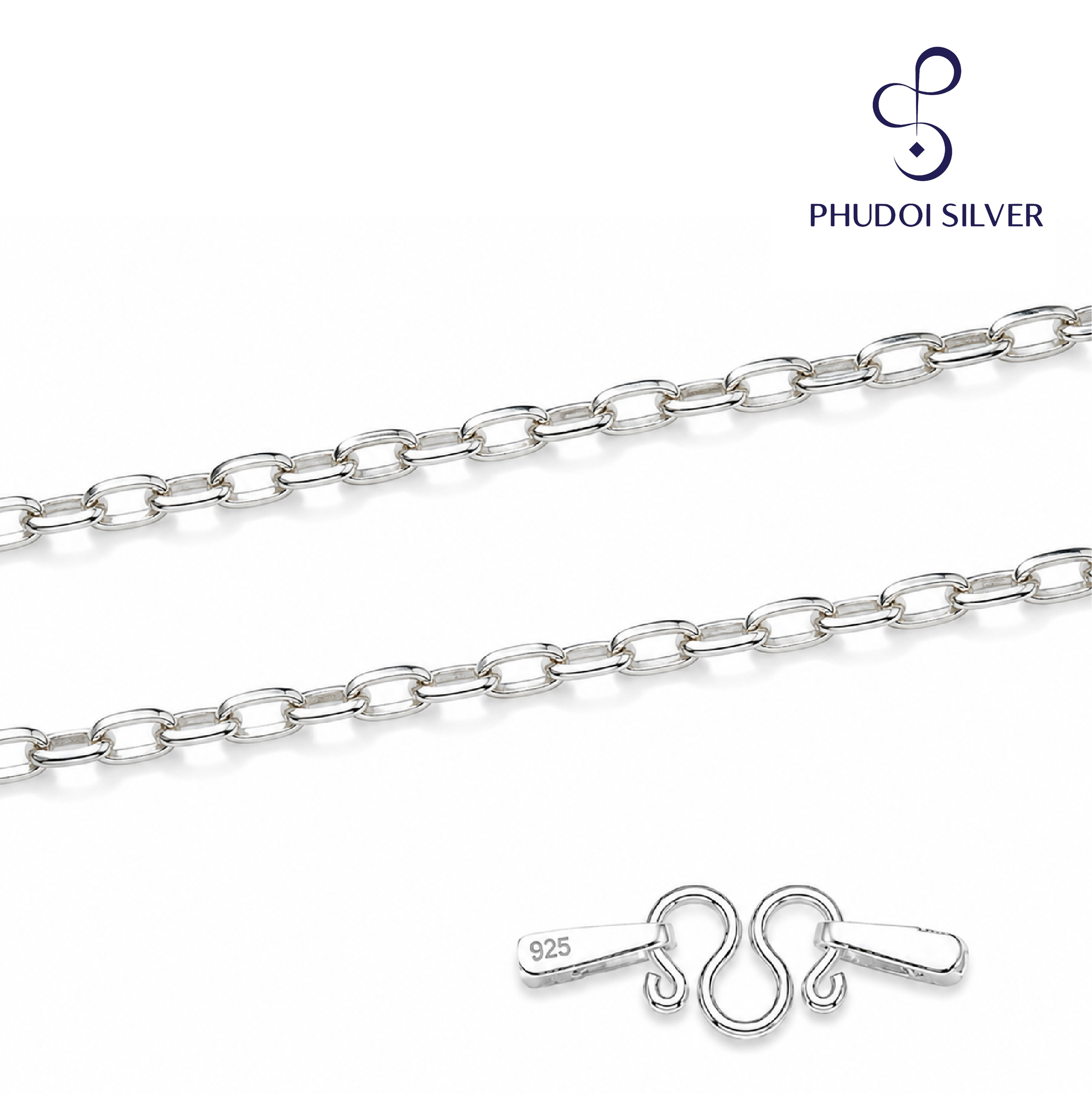 92.5 Sterling Silver Necklace with Long Boat Chain Pattern (All Silver Strands Are Real Silver, Not Plated Silver) Price from the Factory, No Peeling, No Allergic Reactions, Comes with a Guarantee Certificate. Absolutely Not a Scam. ราคา 350 บาท*ส่งฟรี