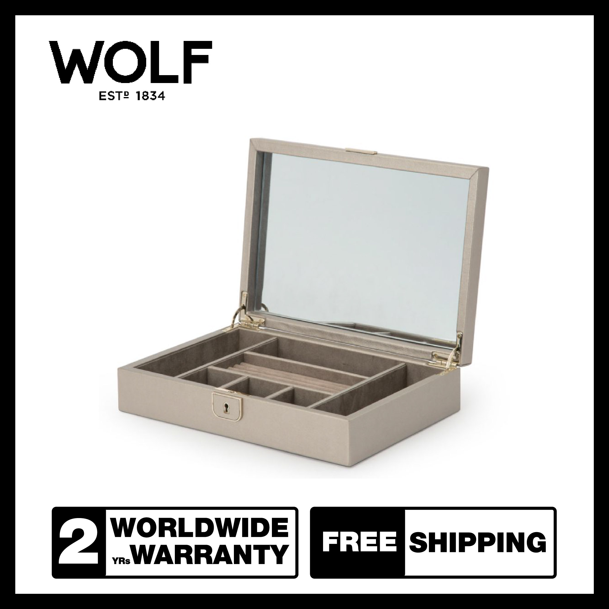 Jewelry Storage Box Wolf1834 Palermo Medium Jewellery Box (Pewter) ราคา 16,900 บาท*ส่งฟรี