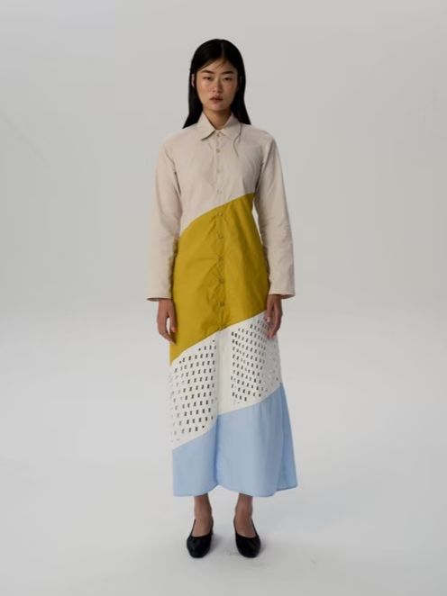 Vinn Patararin - multicolor dress wirh elasic - ชุดเดรส เชิ้ตเดรส ตัดต่อผ้าหลากสี ราคา 14,950 บาท*ส่งฟรี