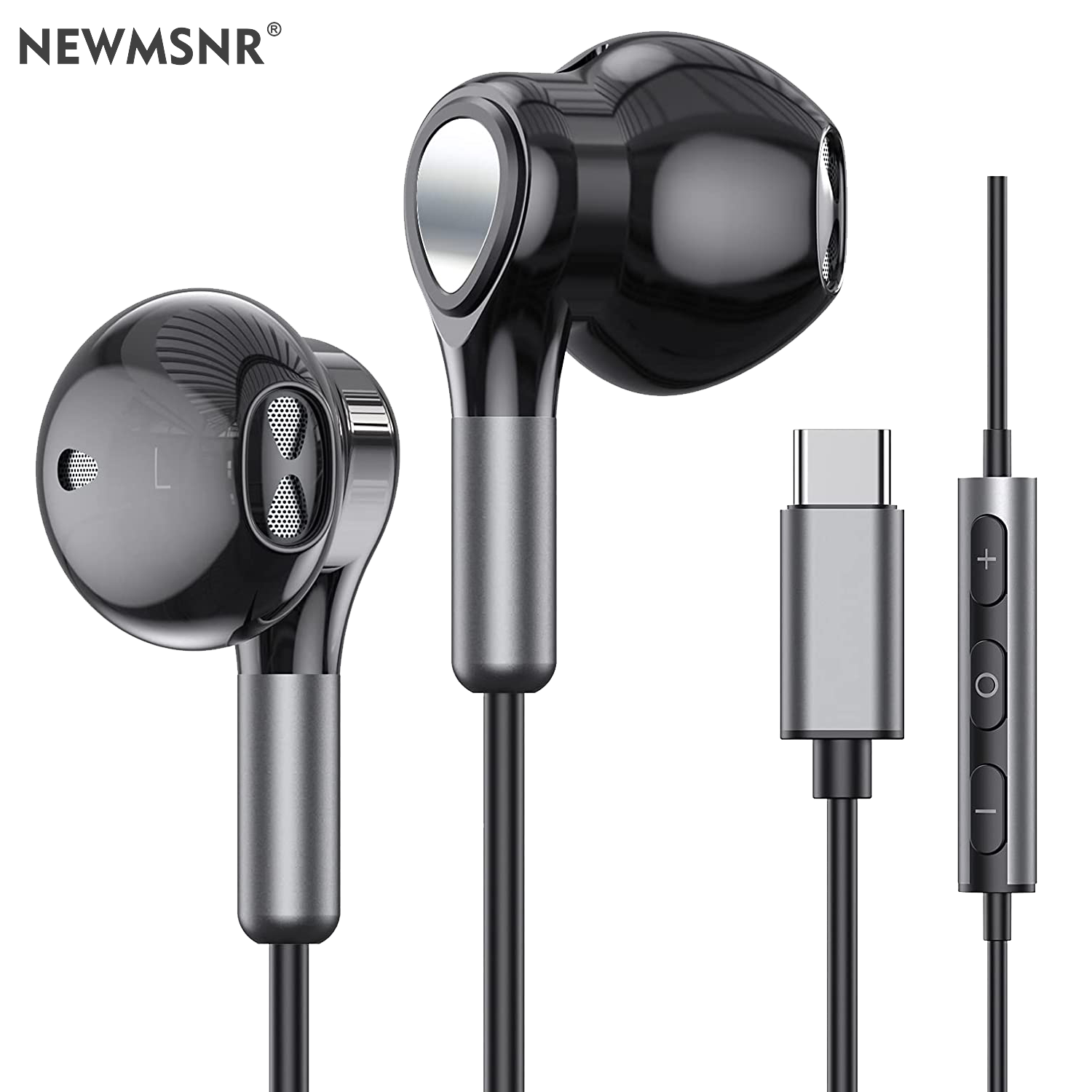 Newmsnr 9D TYPE-C Earphones With HD Microphone 14mm Moving Coil Super Bass In Ear Headphones Magnetic Design Earphone BES/DAC Gaming Headset Waterproof Sweatproof Earbuds Volume Cotrol High Quality Headphone For Samsung/Huawei/Ipad etc ราคา 250 บาท*ส่งฟรี