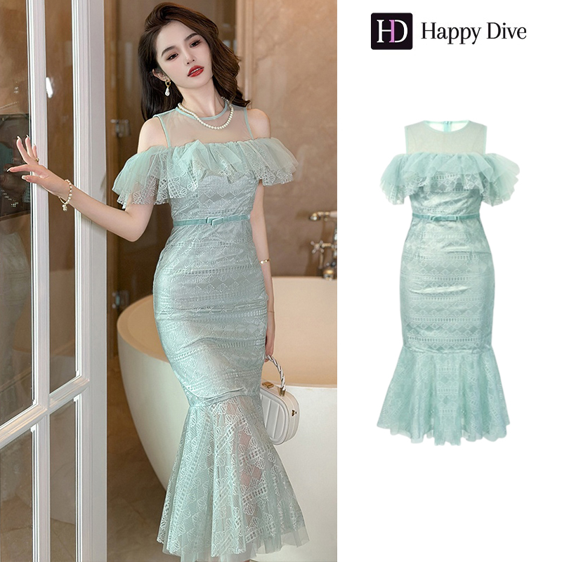 Happy Diva เดรสผู้หญิง เดรสสีเขียว เดรสลูกไม้ เดรสหางปลา เดรสปาดไหล่ ชุดราตรี เดรสไฮโซ เดรสออกงาน เดรสไปงานแต่ง เดรสเซ็กซี่ 20627 - ยี่ห้อ Happy Diva ราคา 1,389 บาท*ส่งฟรี