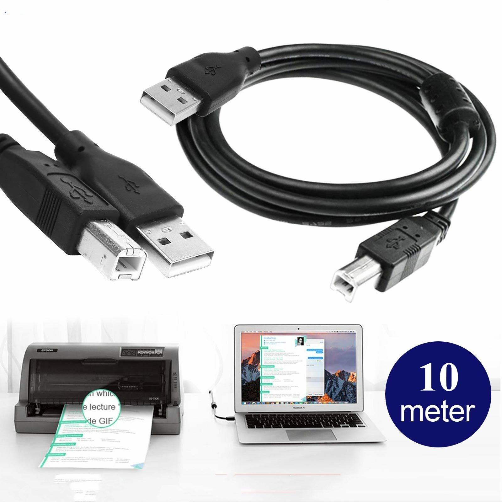 USB 2.0 A to B Printer Cable, Premium Quality for Epson, HP, USB Printers 1.8m/3m/5m/10m