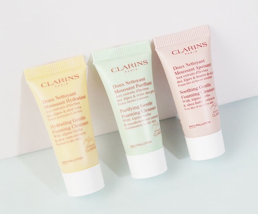Clarins Facial Cleansing Foam Has 3 Formulas: Hydrating, Purifying, Soothing Gentle Foaming Cleanser 50ml/ 30ml, Thai Label. ราคา 160 บาท*ส่งฟรี